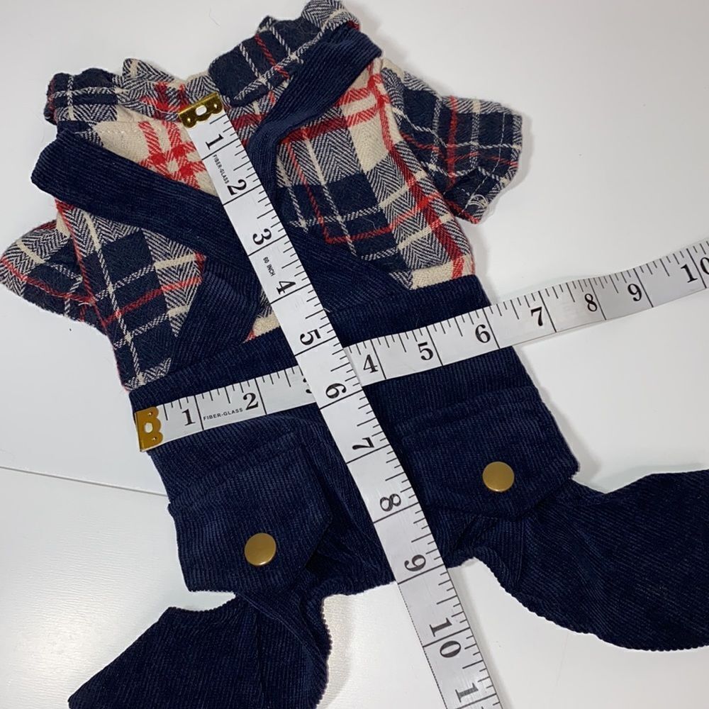 Flannel & Corduroy Dog Overalls Jumpsuit - Picture 4 of 8
